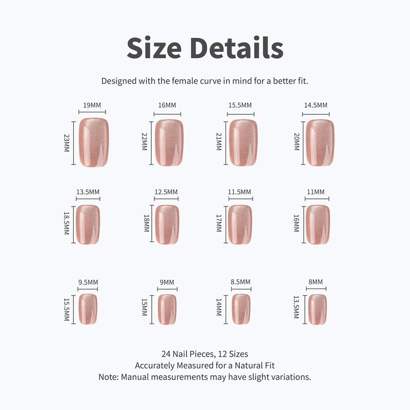 Press On Nails - Caramel Toffee Cat Eye Acrylics | Shimmering Velvet Finish, 24 Pcs for Daily Wear