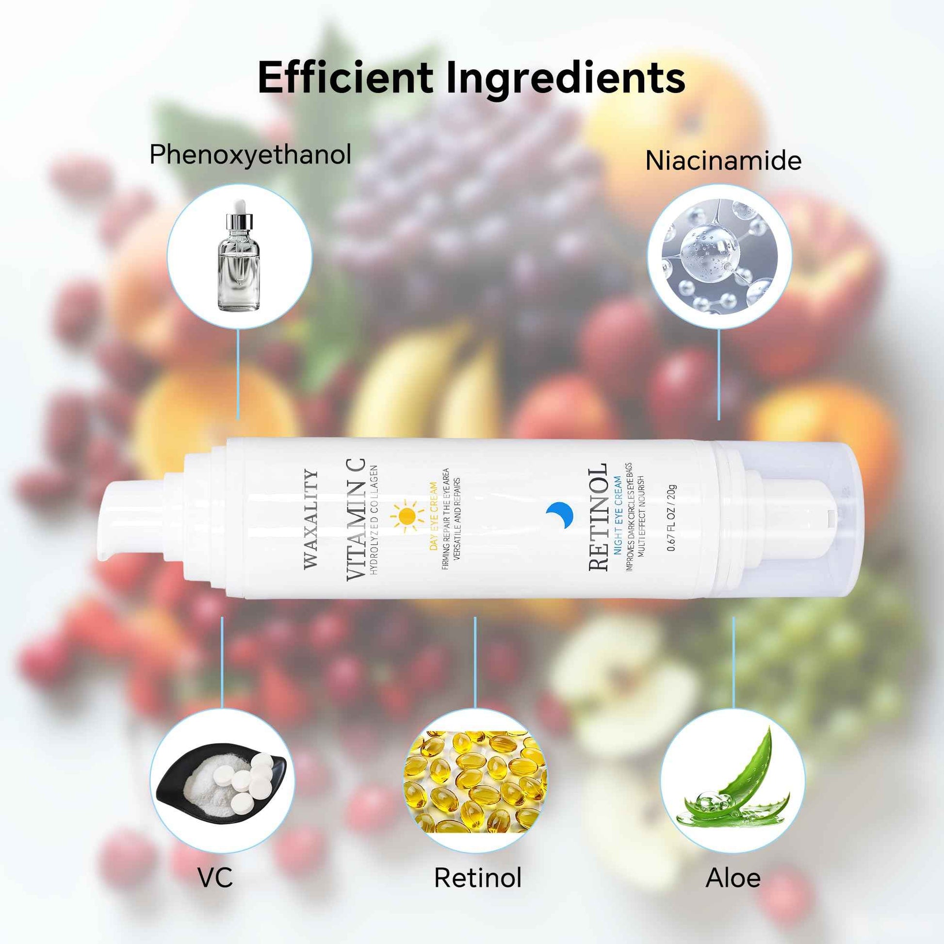 Under Eye Cream Dark Circles, Under Eye Skin Treatment Cream Reduces Puffiness, Fine Lines, Wrinkles and Eye Bags, Day & Night Brightening, Moisturizing & Firming Eye Serum with Vitamin C & Retinol