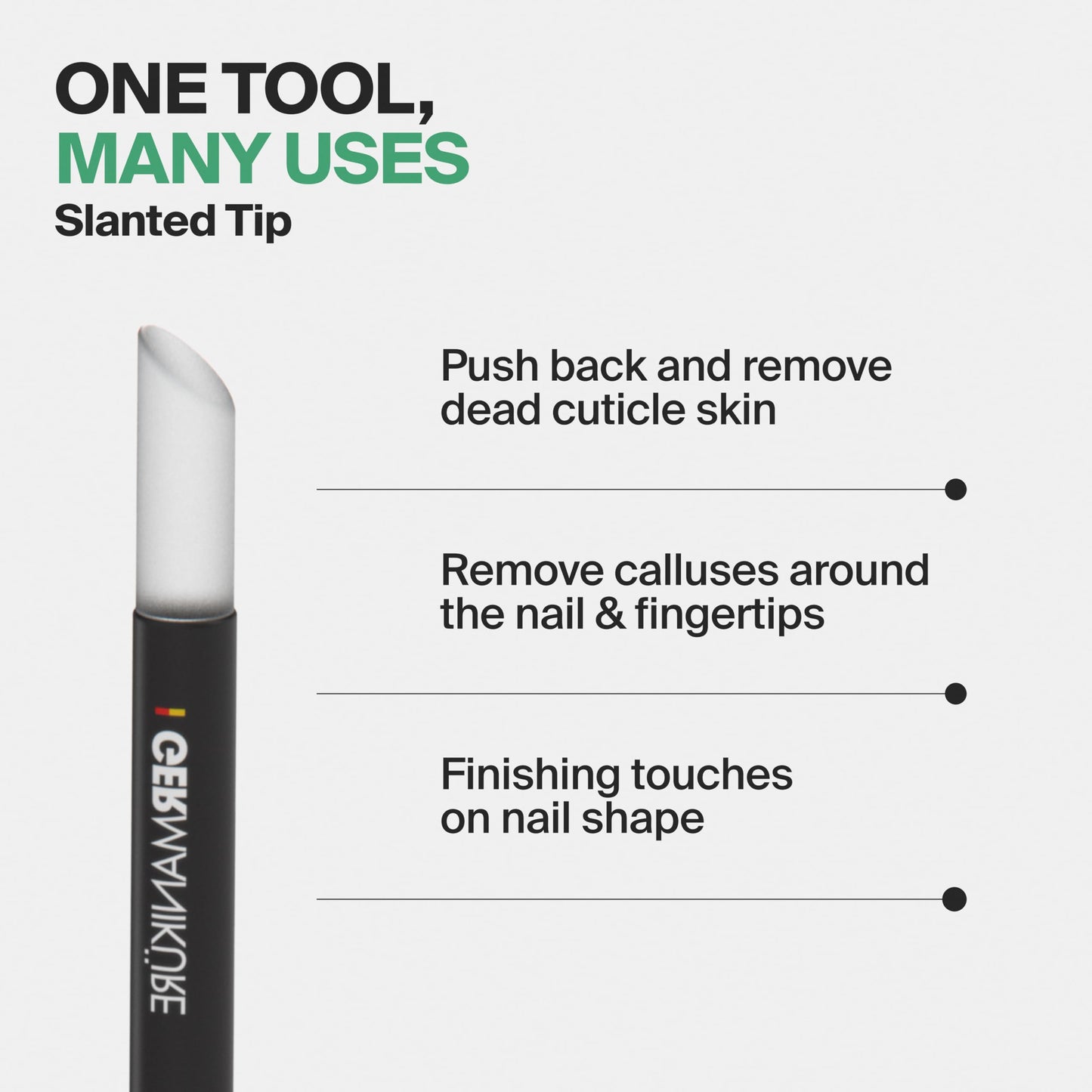 GERMANIKURE Clear Glass Cuticle Stick - No Sleeve - Ethically Made in Czech Republic - Cuticle Pusher & Remover, Callous & Dry Skin Fingertip File, Nail Shaper - No Case