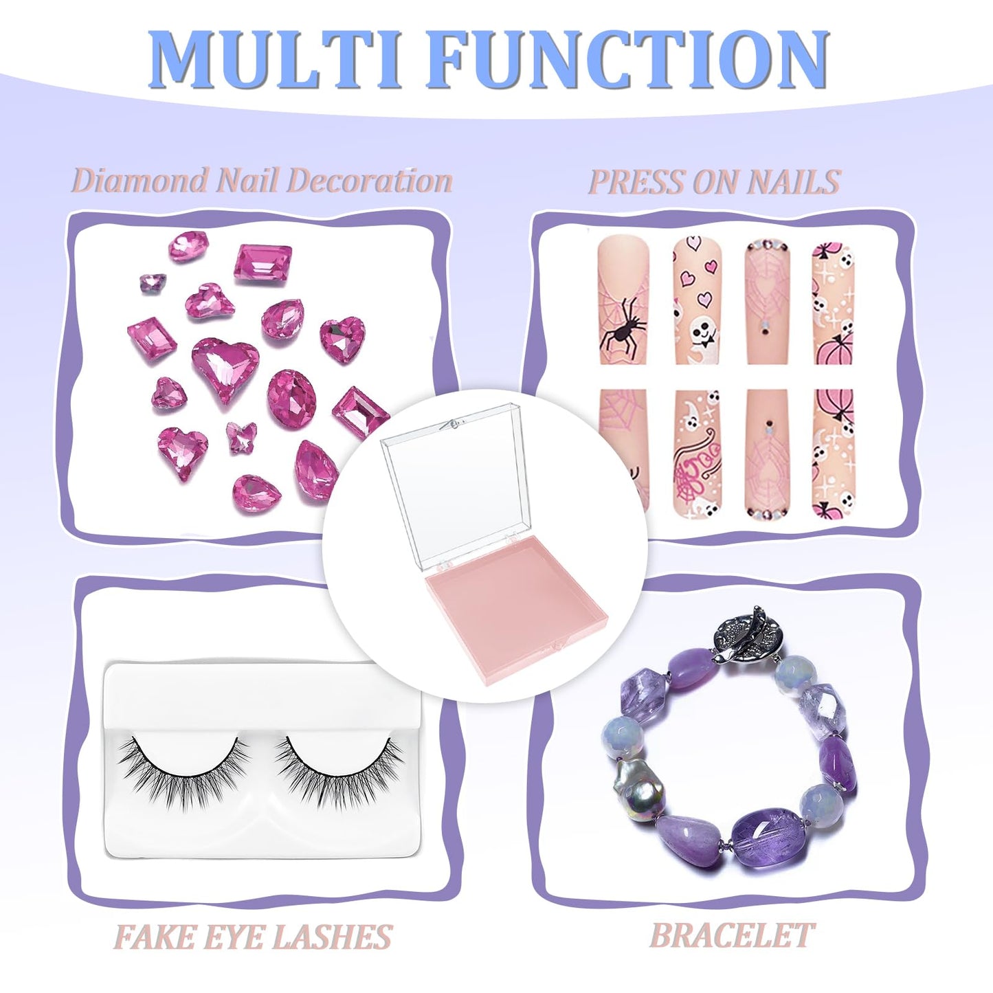 30 Sets Press on Nail Box Nail Display Case Artificial Nail Display Storage Box with 60 Pcs Adhesive Double Sided Tape Press On Nail Packaging for Nail Salon