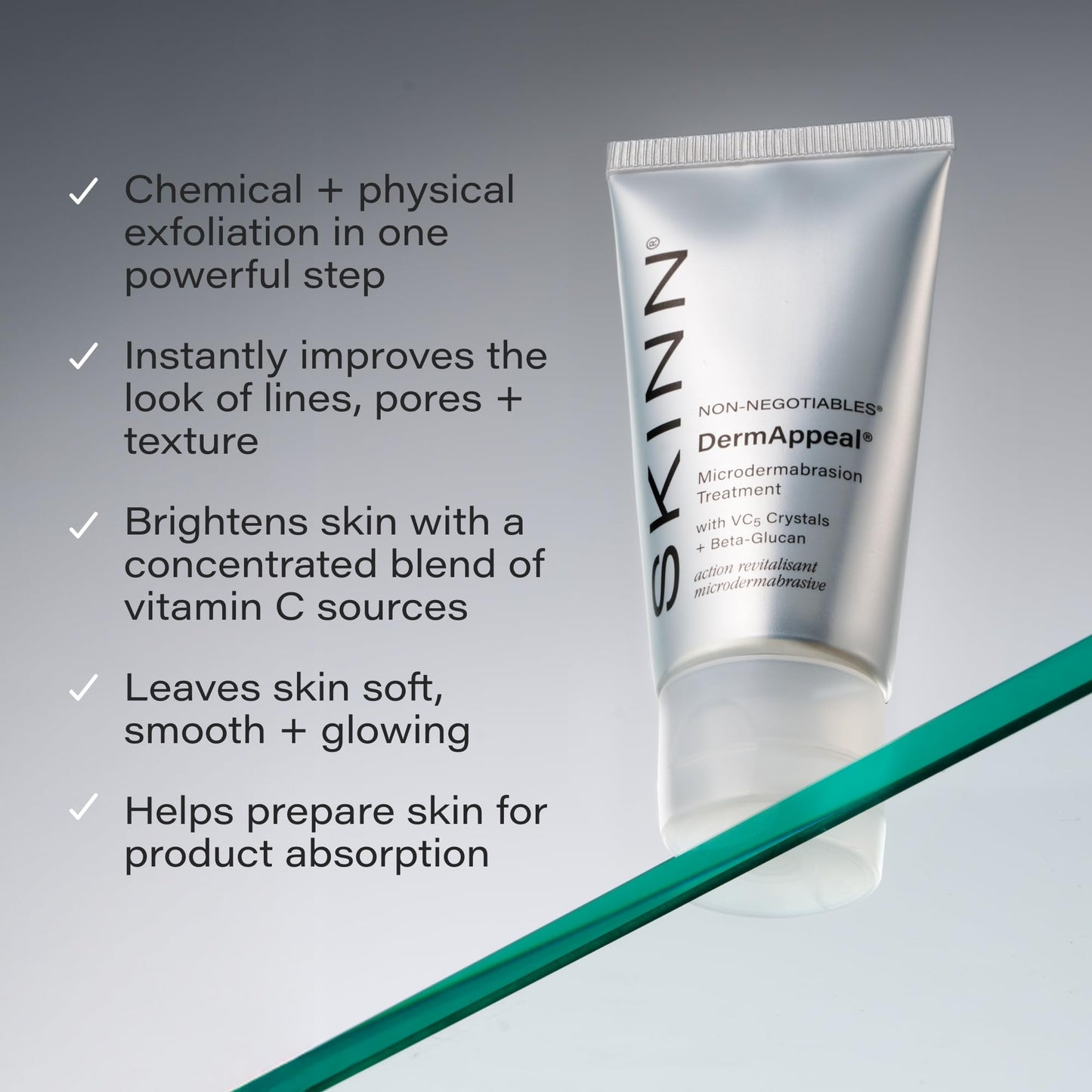 SKINN DermAppeal Microdermabrasion Face Scrub - Professional-Level Exfoliating Facial Scrub with Headband for Mess-Free Application - Daily Skin Care for Wrinkles & Fine Lines & Smooth, Glowing Skin