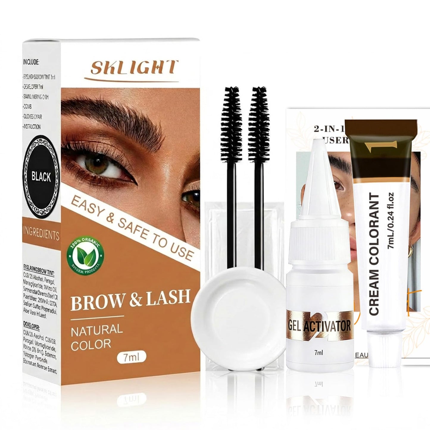 Lash Color Kit, At Home DIY Eyebrow & Eyelash Color Set, Instant Results with Natural Ingredients, Safe & Easy to Use, Stays Vibrant for 2 Weeks 7ml (Black)