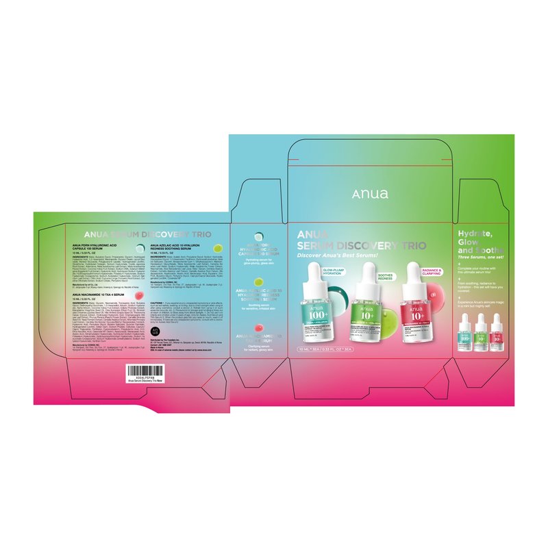 Anua Serum Discovery Trio, Hyaluronic Acid, PDRN, Azelaic Acid & TXA Niacinamide Face Serum Kit, Mini Travel Essentials for Soothing & Glass Glow Hydration, Korean SkinCare Gift Set, 0.33 fl.oz x 3 ea