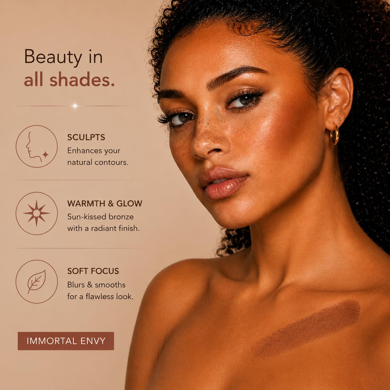 Defiance Beauty Immortal Envy Satin Sovereign Bronzer – Velvety-Matte, Rich Chocolate, Buildable, Long-Lasting, Vegan & Cruelty-Free, Infused with Collagen Peptides & Hyaluronic Acid for Radiant Skin