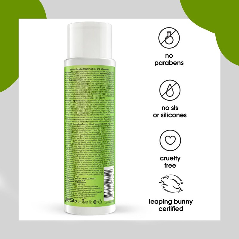 Yes To Tea Tree Scalp Relief Conditioner - Calms Dry Itchy Scalp, Hydrates & Softens With Tea Tree Oil & Sage, Natural, Vegan, Cruelty-Free, 12 Fl Oz