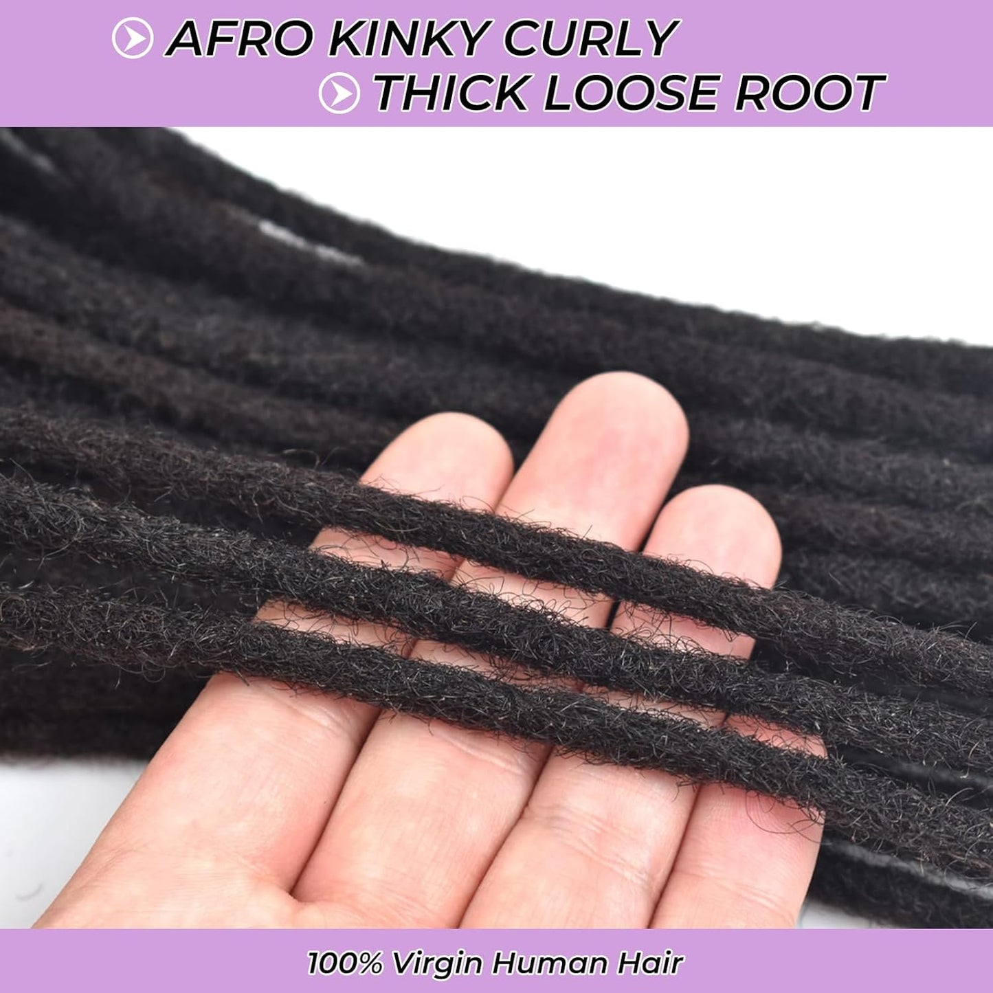 Human Hair Loc Extensions - 12 Inch Dreadlock Extensions | 30 Strands, 100% Handmade, Natural Black, Can Be Dyed & Curled