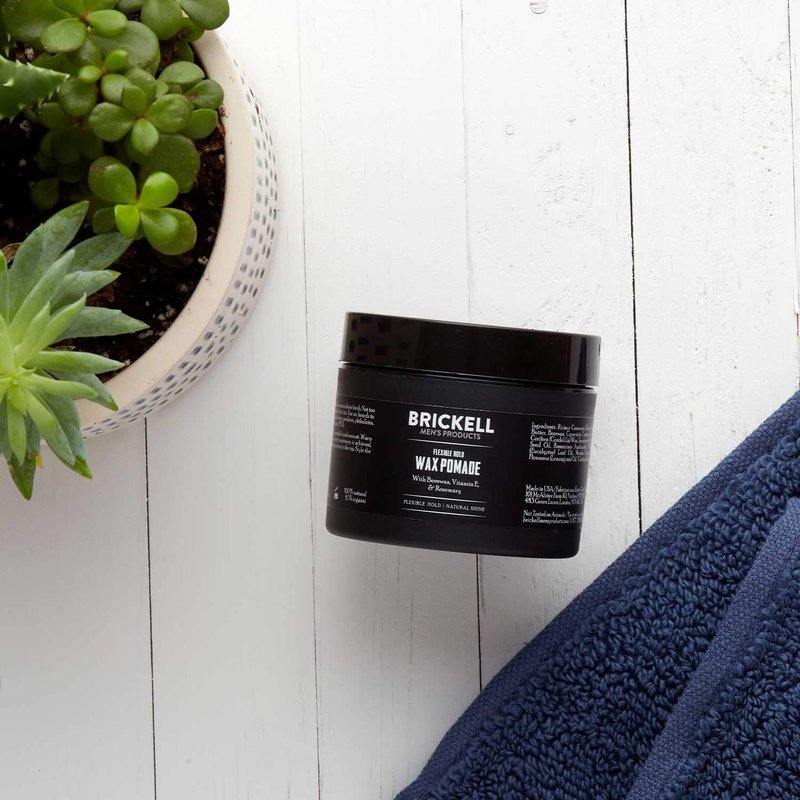 Brickell Men's Flexible Hold Wax Pomade - Natural & Organic Hair Styling Product | 2 Oz, Scented