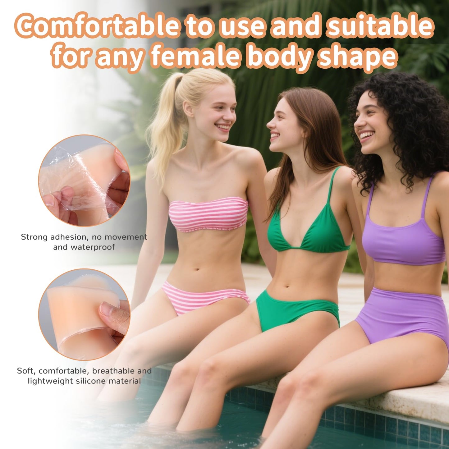 Hoohnnaa 4Pcs Camel Toe Concealer, Y Shape Concealer for Women Reusable Invisible Self-adhesive Silicone Pad Insert for Bikini Swimsuit Yoga Pants