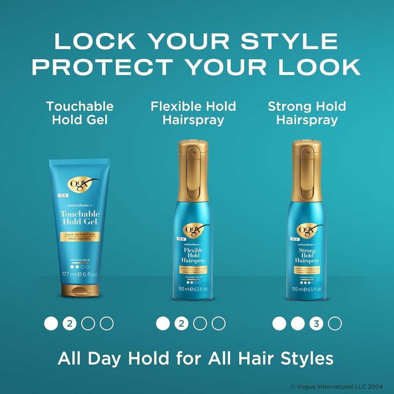 OGX Antioxidants Flexible Hold Hairspray - 24-Hour Anti-Humidity Protection, Paraben-Free, 6.5 fl. oz