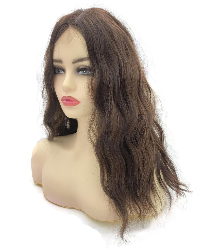 Long Wavy Brown Highlight Wig | Curly Synthetic Heat-Resistant Fiber for Daily Wear & Cosplay - 18 Inch