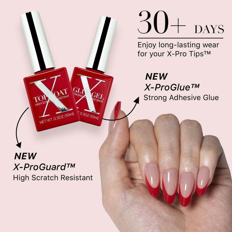 French Tip Press On Nails - Red Series Medium Almond Fake Nails | 150PCS, 15 Sizes, 5 Styles, Beginner-Friendly