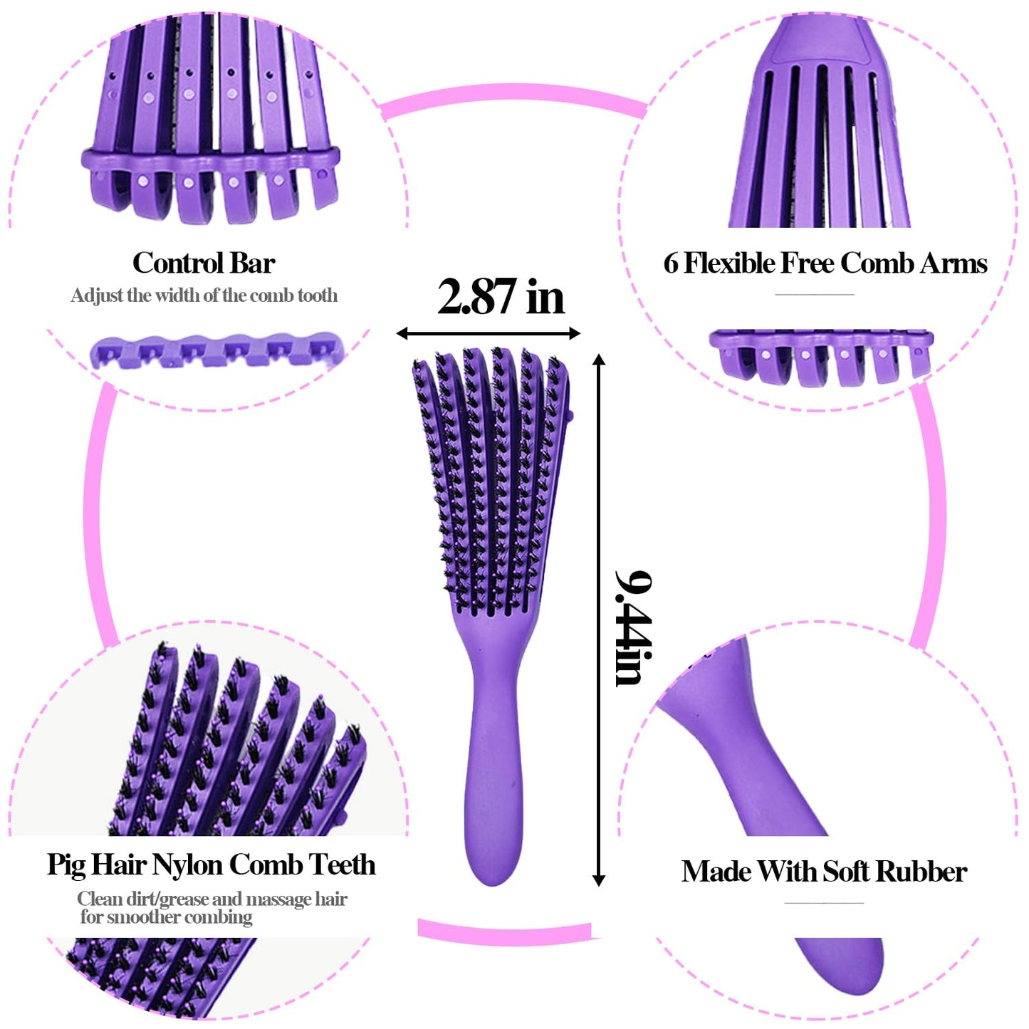 12Pcs Detangling Brush Set for Curly Hair, Curly Hair Brush with Sleep Bonnet Afro America/African 3a to 4c Texture, Easier and Faster on Wash Days