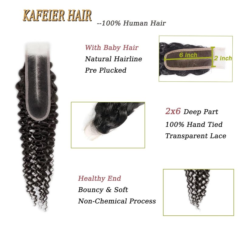 Kinky Curly Lace Closure - 100% Unprocessed Human Hair | 18 Inch, Pre-Plucked Hairline, Deep Middle Part