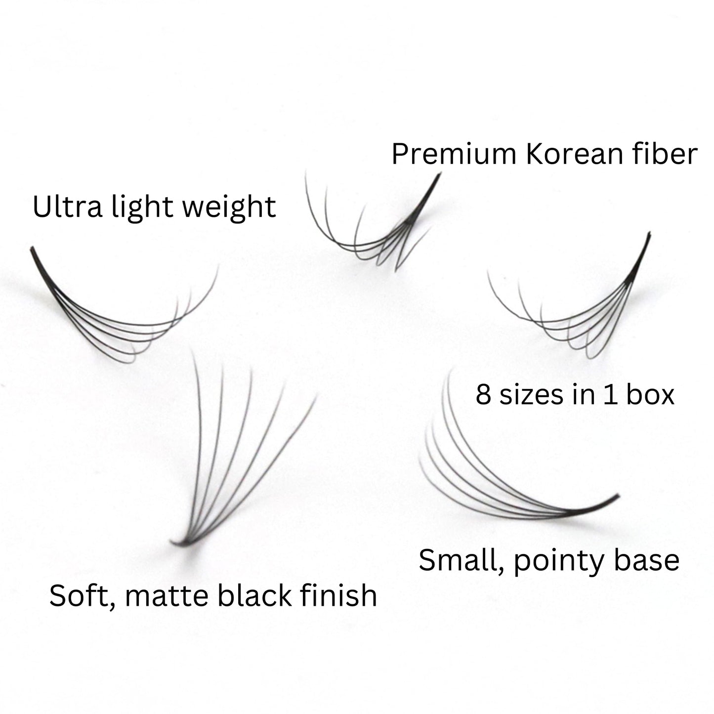 1200 Premade volume fans eyelash extension | 8 sizes-in-1 round mixed box | Includes lengths 9-16mm | C, CC, D, M, L curl| For professional lash artists | 6D Volume (CC Curl)