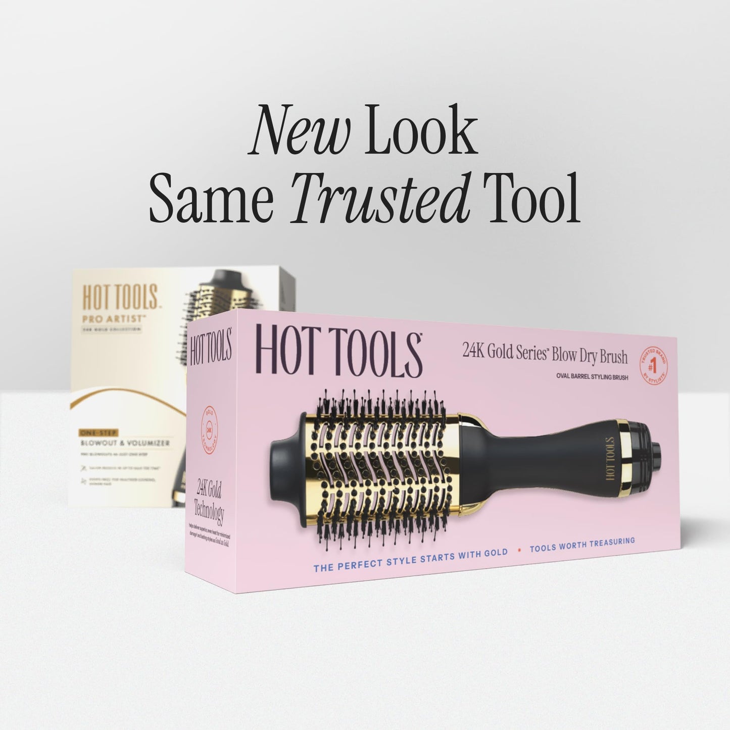 HOT TOOLS 24K Gold Blow Dryer Brush, Round Brush Blow Dryer for Salon-Worthy Blowouts in One Step, Fast Styling & Long-Lasting Results