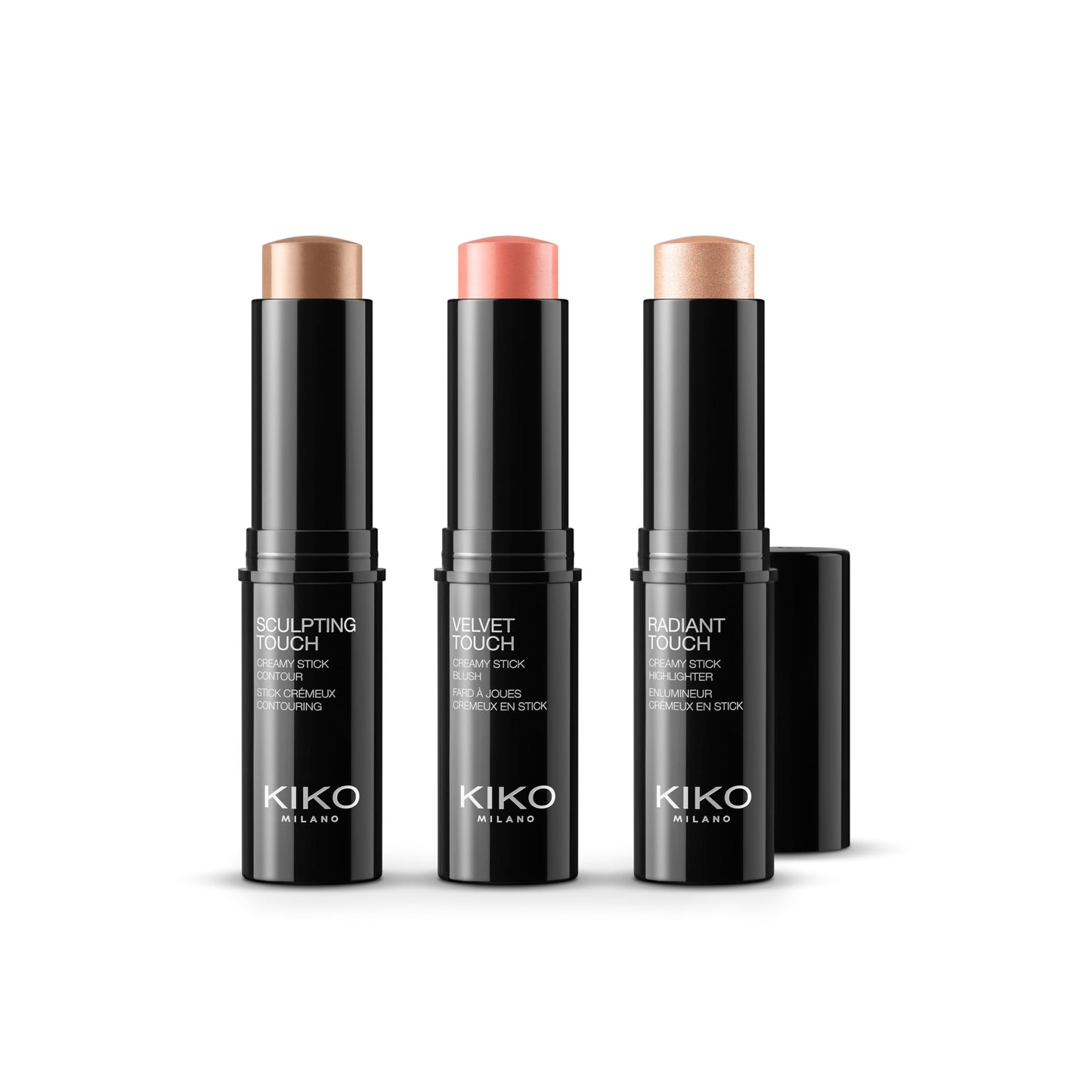 KIKO Milano Contouring Face Set 01| Make-Up Kit With 3 Sticks: Blush, Highlight And Face Contour