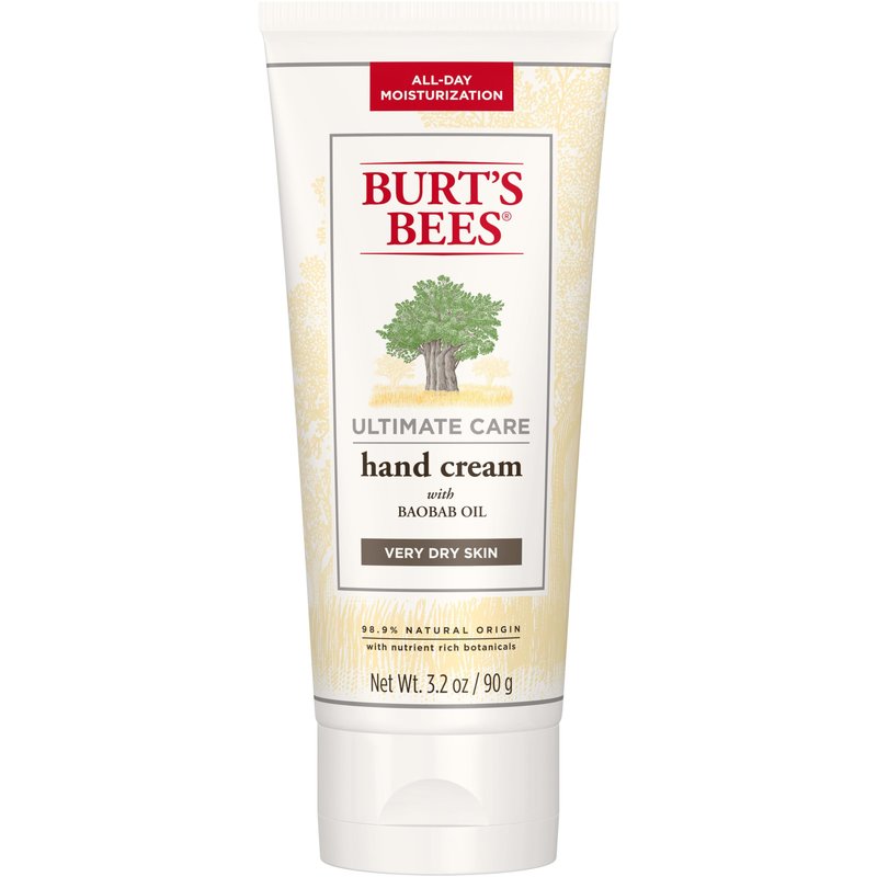 Burt's Bees Hand Cream for Dry Skin, Moisturizing Natural Lotion, Unscented, Ultimate Care with Baboab Oil (Packaging May Vary), 3.2 Oz