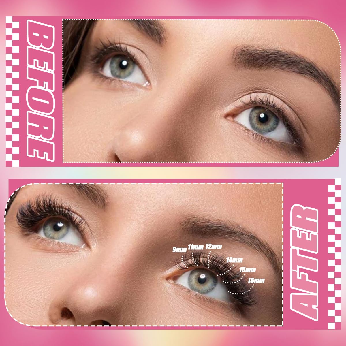 DIY Lash Extension Kit with 280 PCS 9-16mm 40D Lashes Clusters 200ml/6.7fl.oz Lash Cleanser Eyelash Shampoo Mini USB Portable Lash Fan Bond and Seal Remover Eyeliner Eyelid Cleaning Brush