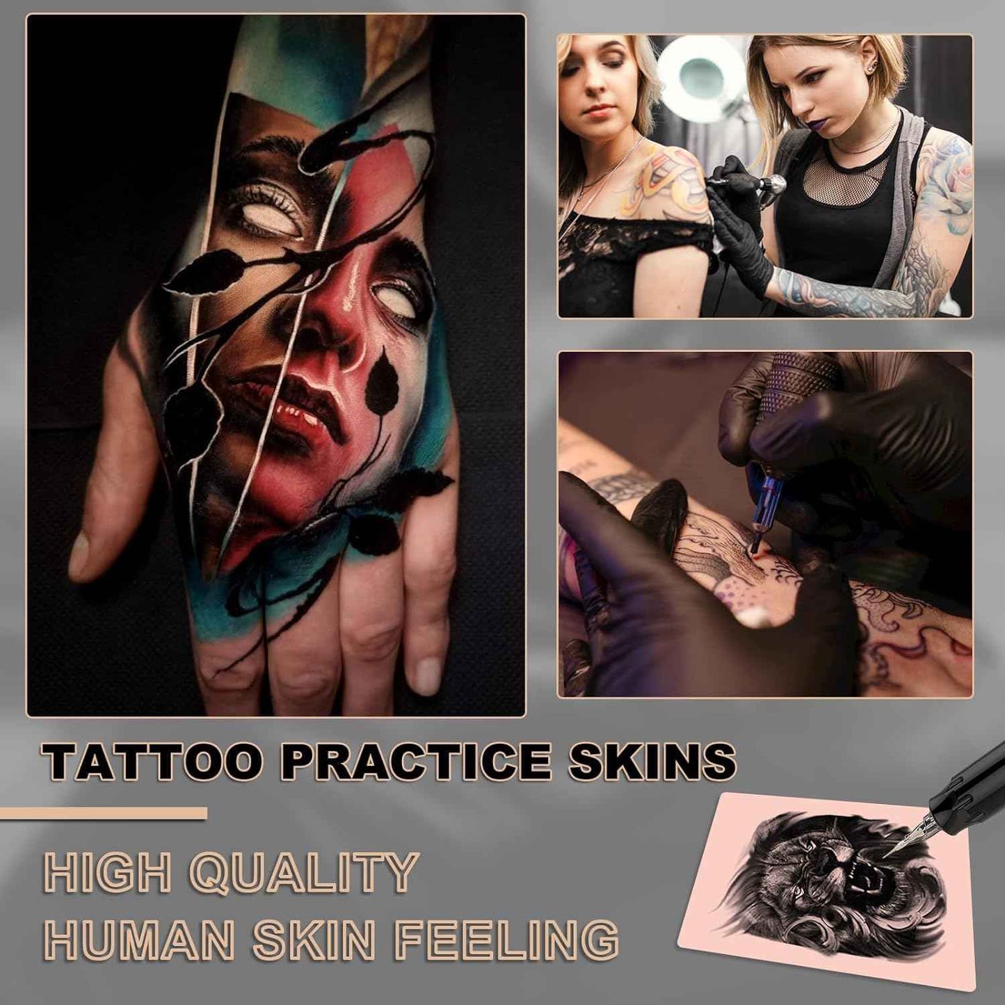 Anghie 10Pcs Tattoo Practice Skin 7.4 * 5.6'' Tattoo Skins 3MM Thick Blank Double Sides Fake Skin for Practicing for Experienced Artists and Beginner