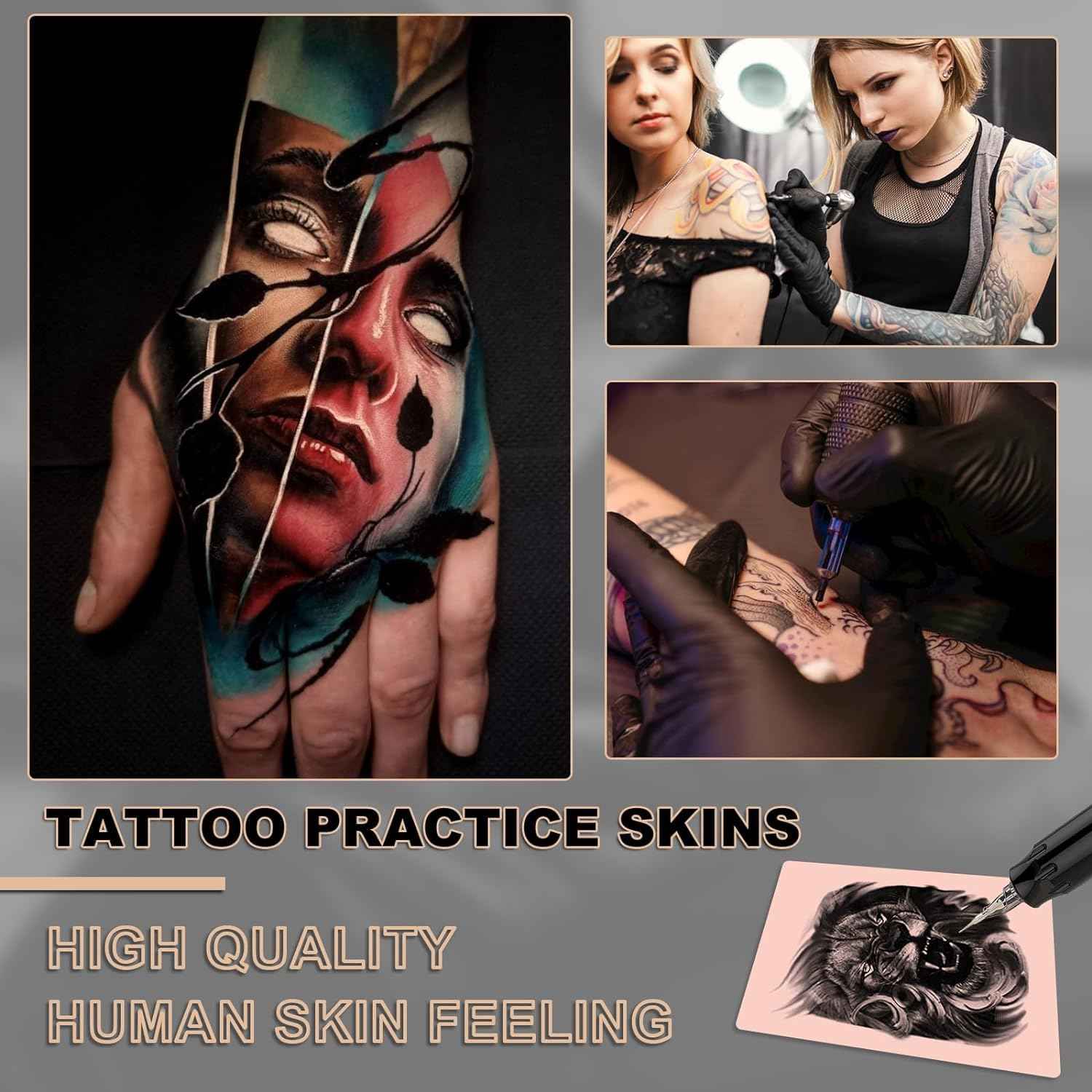Anghie 10Pcs Tattoo Practice Skin 7.4 * 5.6'' Tattoo Skins 3MM Thick Blank Double Sides Fake Skin for Practicing for Experienced Artists and Beginner