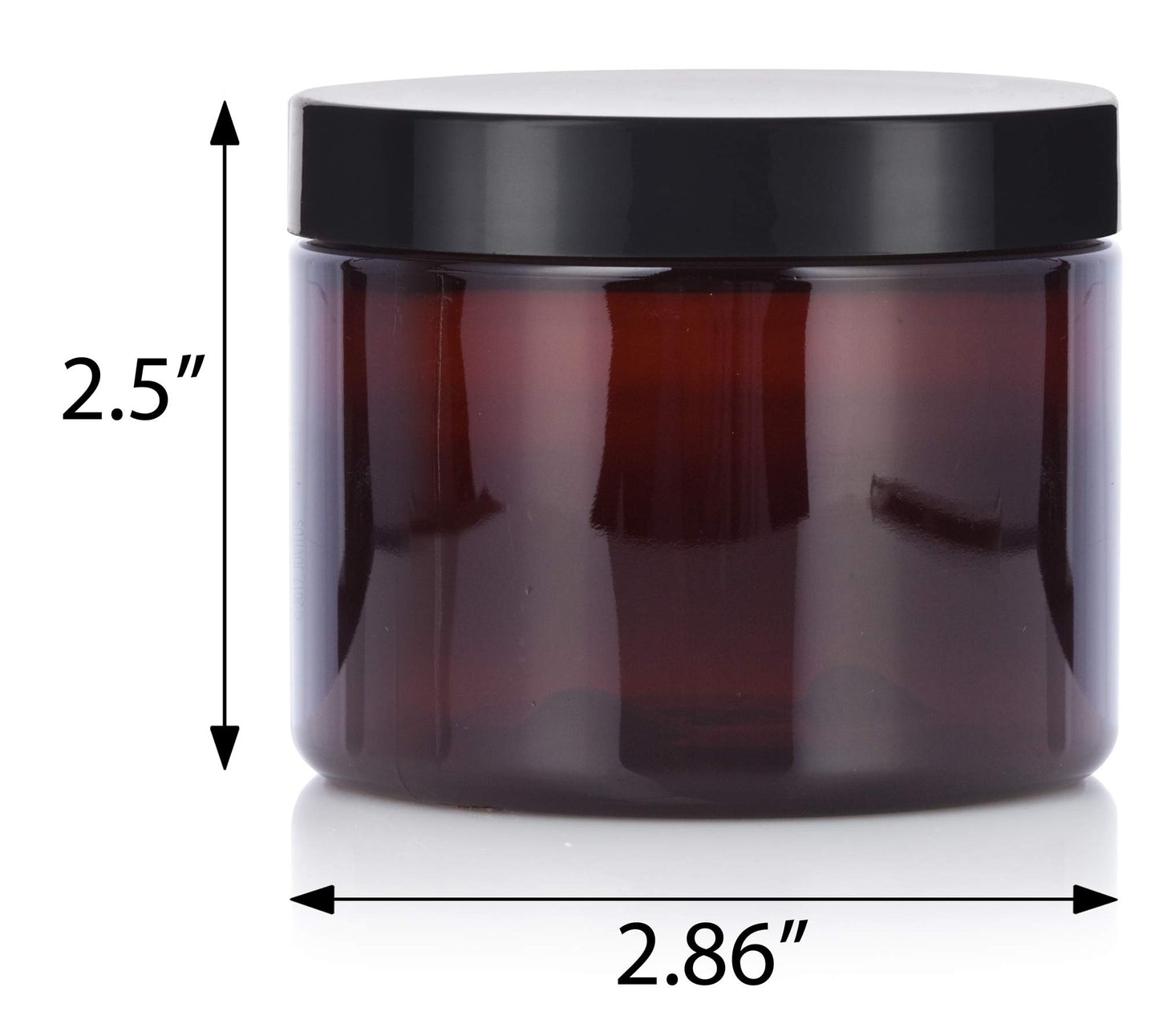 (12 pack) 6 oz Amber PET Plastic Refillable Jar with Black Lid