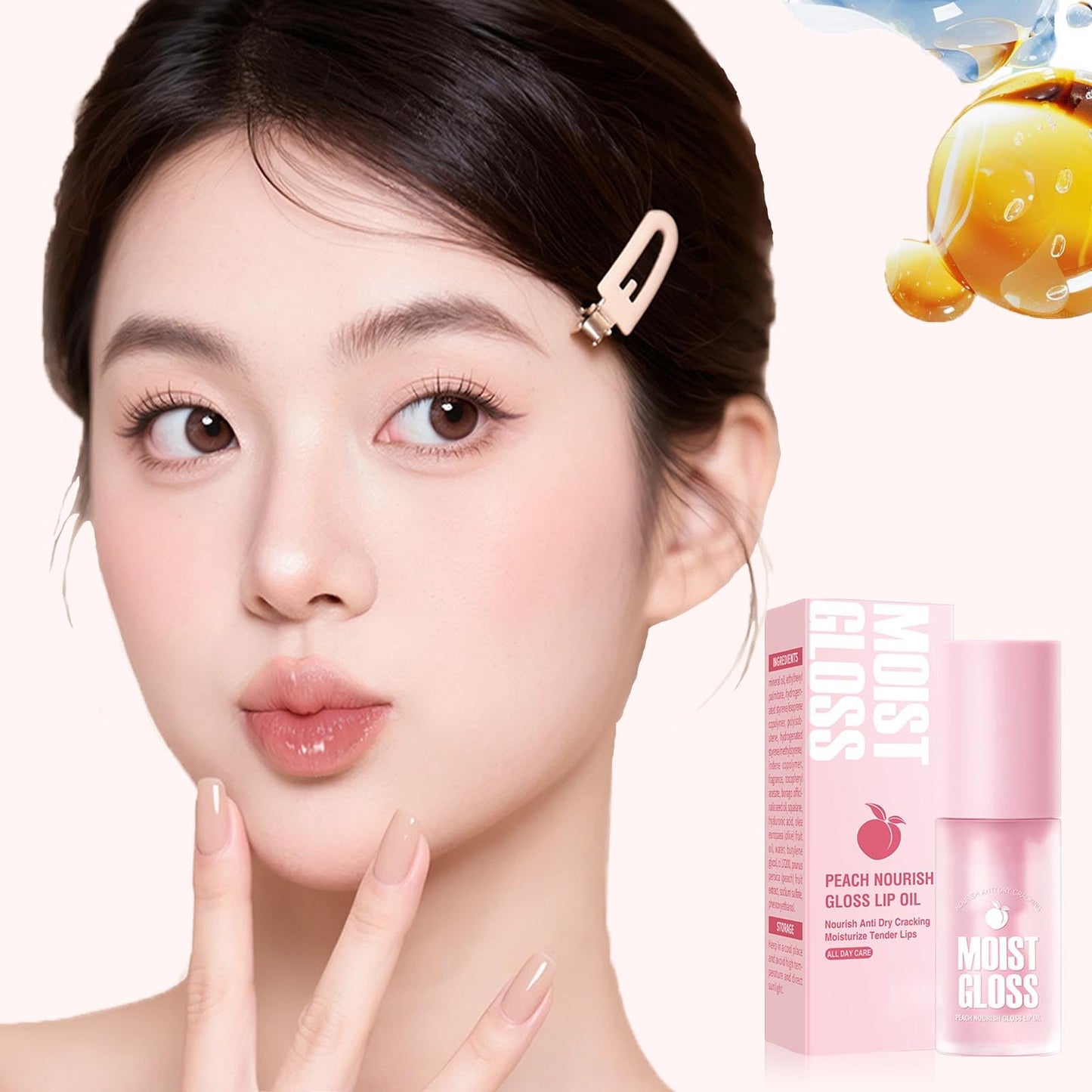 4Pcs Hydrating Lip Oil Set,Clear Lip Gloss,Long Lasting Nourishing Revitalizing for Dry Lips,Waterproof,Lip Gloss Base Flavoring Oil for Women Girls(Avocado+Grape+Peach+Honey)