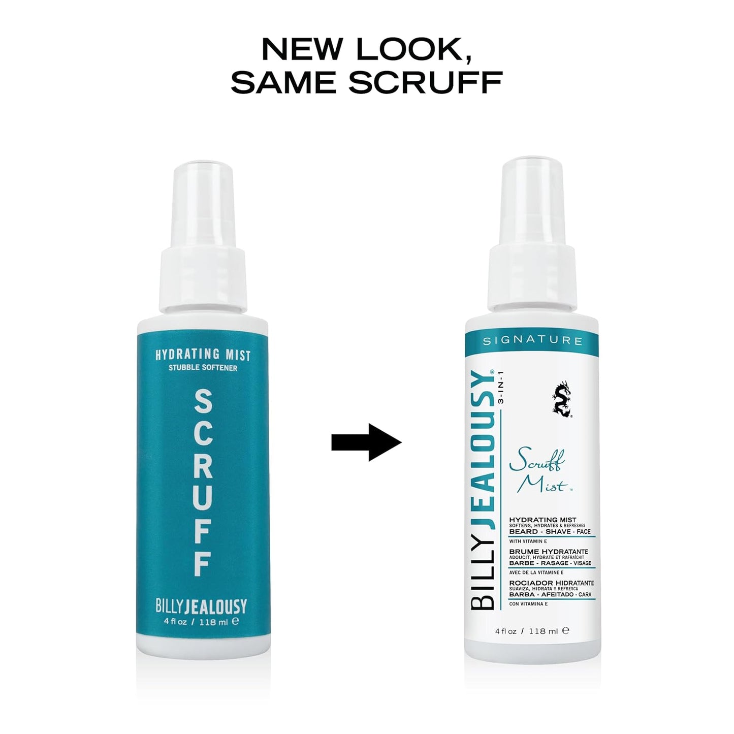Billy Jealousy 3-in-1 Hydrating Beard Spray - Vitamin E Formula for Softening Stubble & Moisturizing Skin | 4 Fl Oz