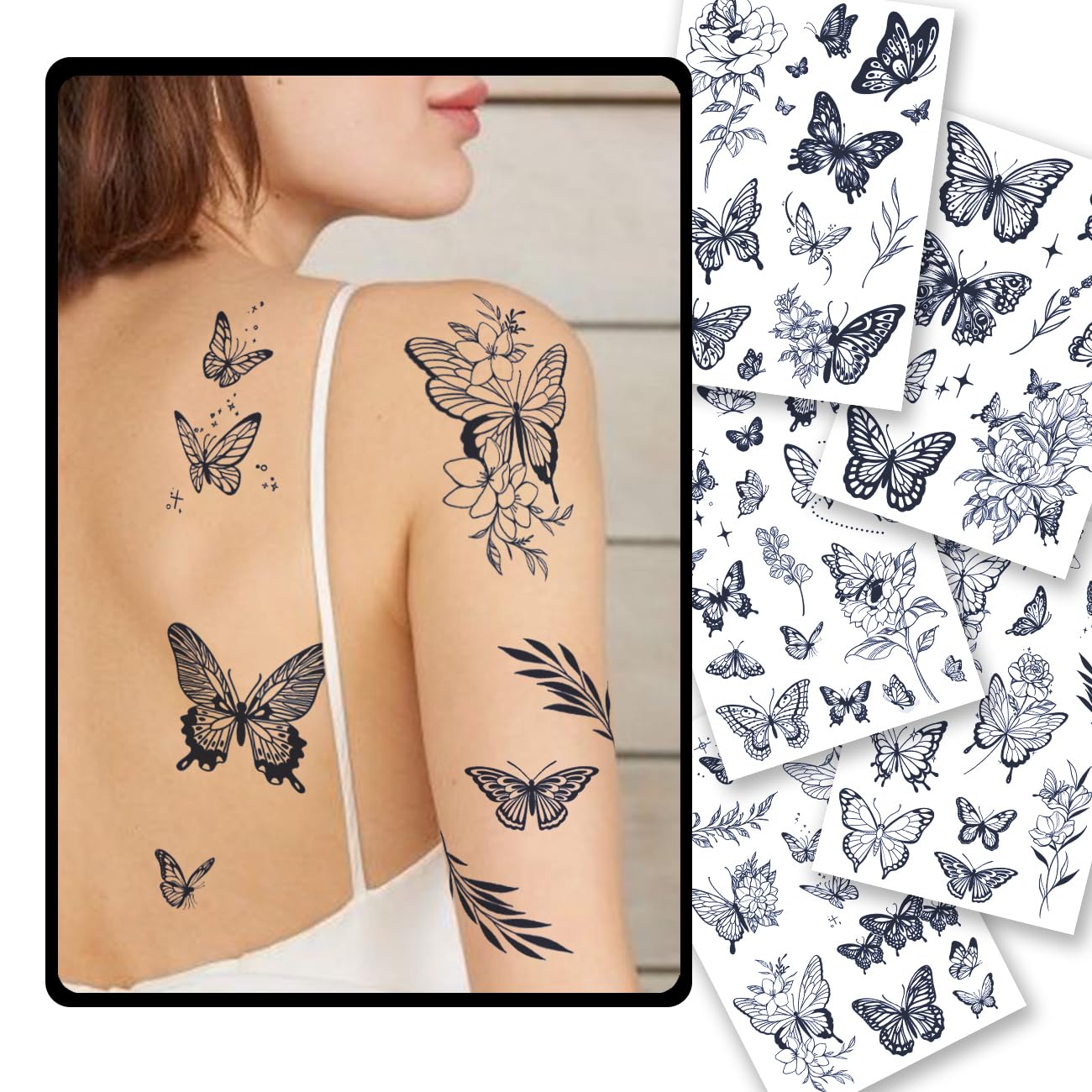 Butterfly Semi-Permanent Tattoos for Women | Realistic Body Art - 2 Weeks Long-Lasting, Waterproof Design