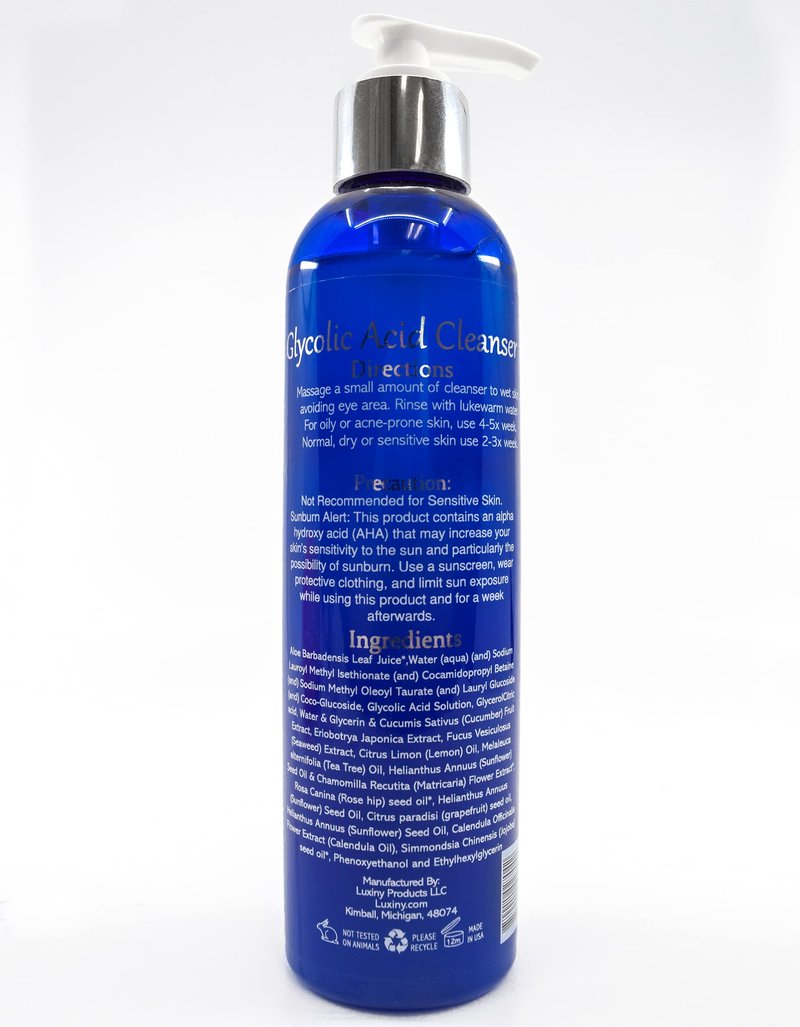 Luxiny 10% Glycolic Acid Face Wash & Exfoliating Cleanser, 8 oz – Vegan, Natural AHA Facial & Acne Body Wash for Women and Men – Pore Minimizer