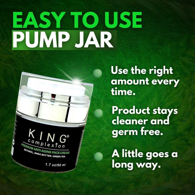 KING Complexion Mens Anti Aging Face Cream with Retinol – Organic Skin Care Face Moisturizer with Shea Butter – Non Greasy – Clean Ingredients, Lightweight – All Skin Types – Black Owned (1.7 oz)