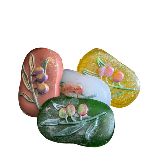 Aloe Glycerin Berry Sprig Soap | Set of 4-2.75oz bars | Nourishing Soap | Handmade Soap | Unique art