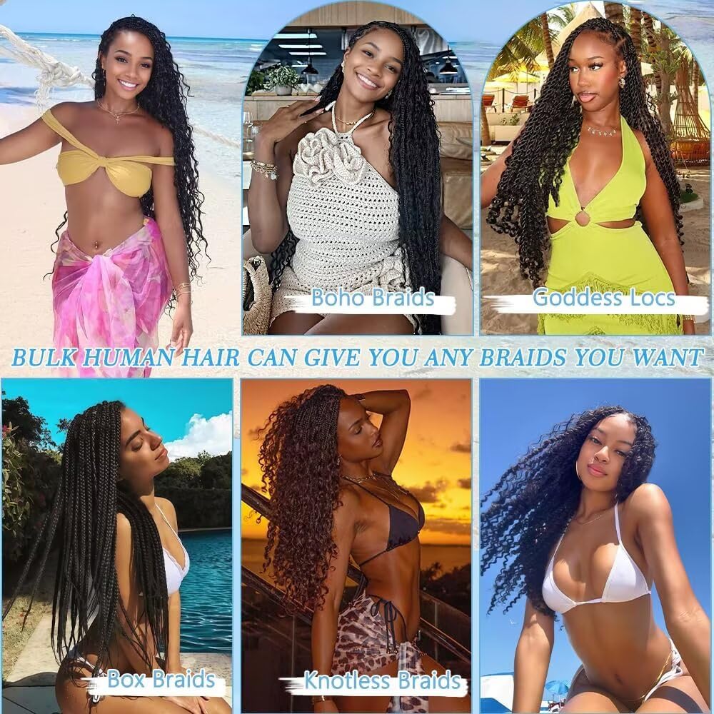 Ombre Braiding Hair - 6 Bundles 150g 14 Inch Deep Wave Human Hair Extensions | Virgin Curly 4/27