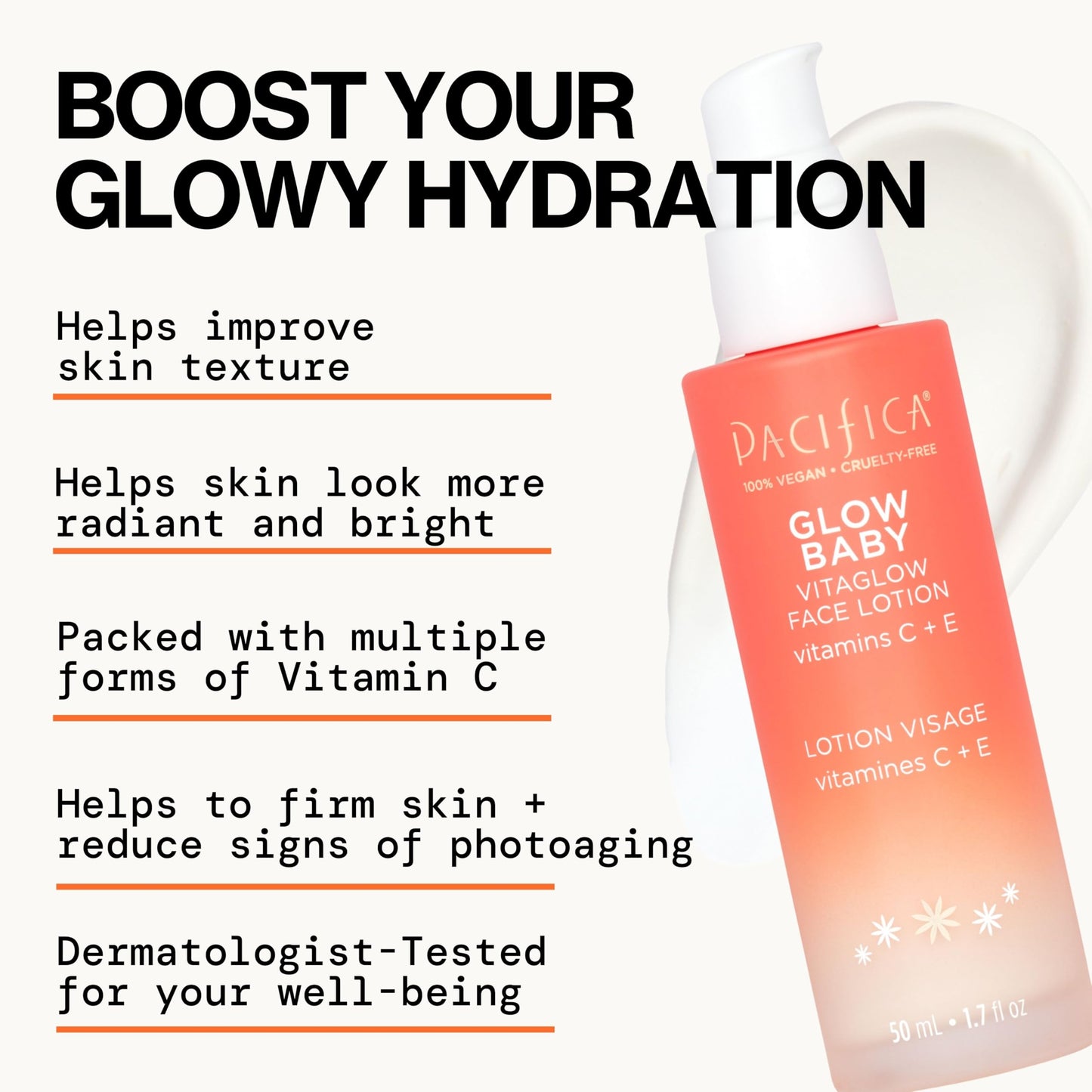 Pacifica Glow Baby Super Lit Booster Serum & VitaGlow Vitamin C Face Cream Brighten & Hydrate Skincare Bundle Daily Antioxidant Moisturizer Set for Radiant, Even-Toned Skin