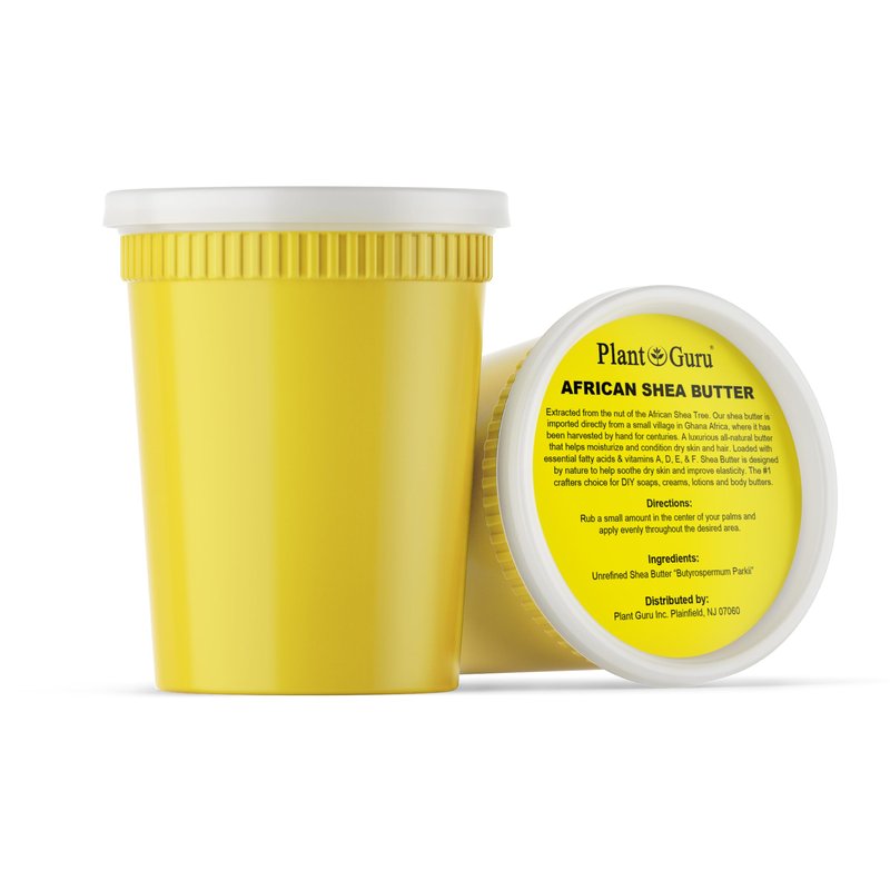 Plant Guru Raw African Shea Butter 32 oz. Bulk 100% Pure Natural Unrefined YELLOW - Ideal Moisturizer For Dry Skin, Body, Face And Hair Growth. Great For DIY Soap and Lip Balm Making.