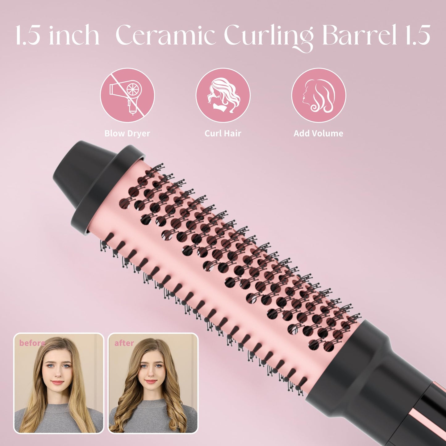HEIKKI VISION 5 in 1 Curling Iron Set with Instant Heat Up, Dual Voltage, 4 Interchangeable Ceramic Curling Wands, Curling Brush, Heat Protective Glove & 2 Clips (Curling Iron 0.3-1.5")