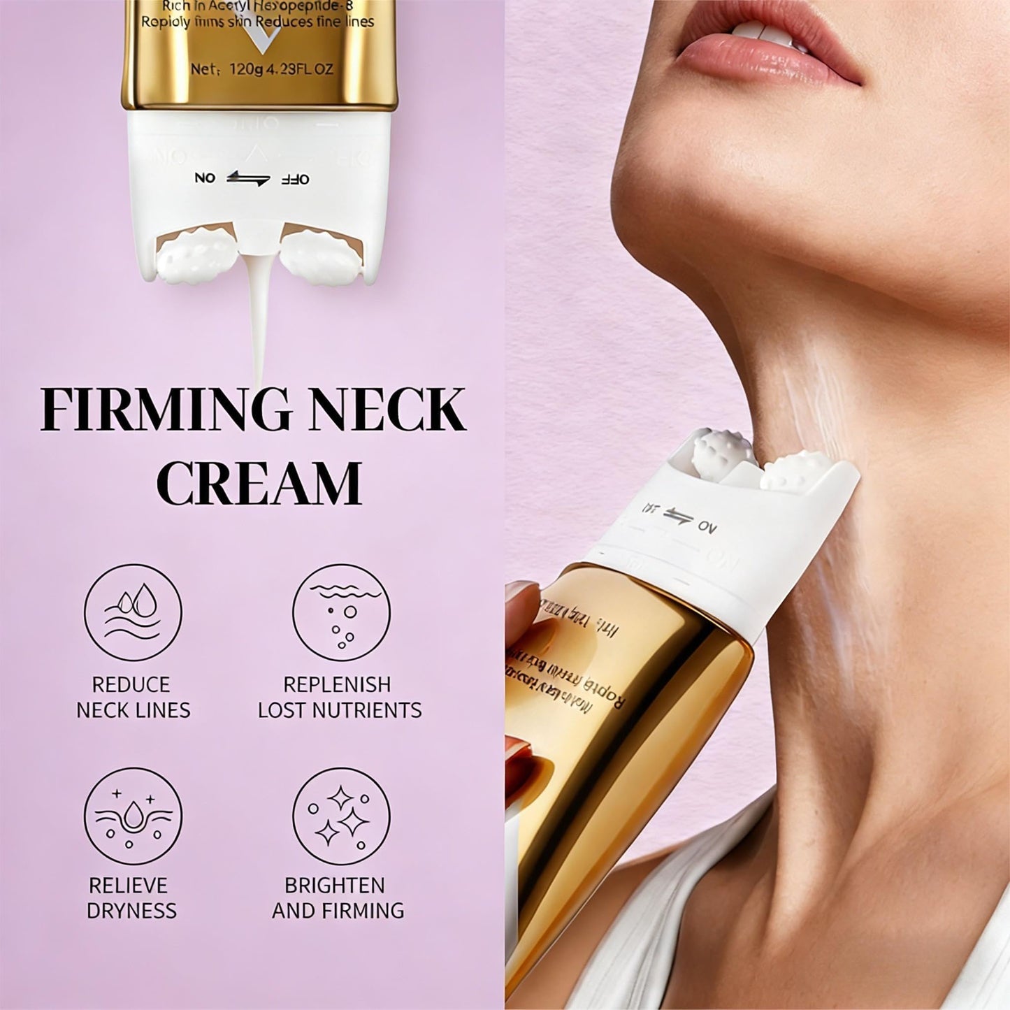 YCQQPRO AH-8 Firming Neck-Eye Cream Bundle, Tightening & Revitalizing Set, Electric Massage Eye Cream with Red Light, Firm Smooth of Eye Fine Lines, Anti-Wrinkle Deep Moisturizing Skincare