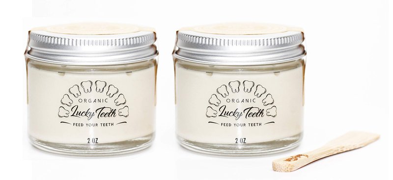Lucky Teeth Organic Toothpaste-All Natural, Remineralizes and Fortifies Teeth and Gums. (2 oz 2 Pack Glass)