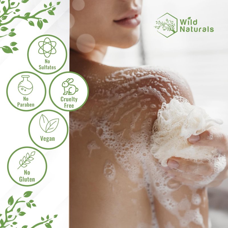 Wild Naturals Manuka Honey Eczema and Psoriasis Body Wash – Organic, Natural Body Wash with Aloe Vera, Cehami, and Manuka Honey – Plant-Based, Sulfate-Free, Cruelty-Free Skincare