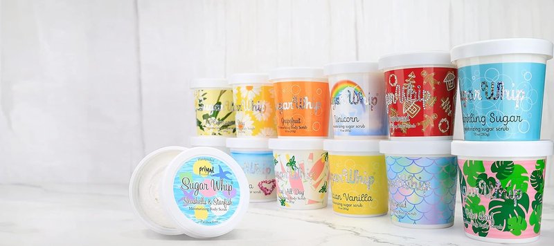 Exfoliating Sugar Scrub - Primal Elements Sugar Whip Body Cleanser & Moisturizer | 10 oz Holiday Package