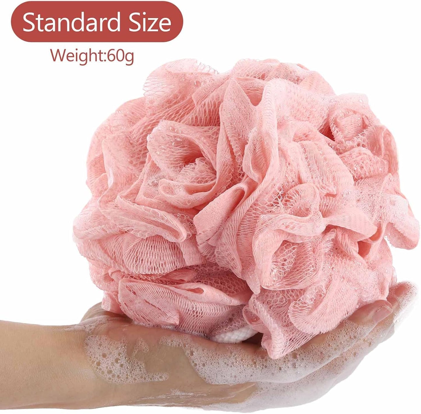BTYMS Loofah Sponge 60 Gram Shower Pouf Bath Scrunchies Shower Puff Exfoliating Body Wash Scrubber Bath Puffs for Washing - Set of 4