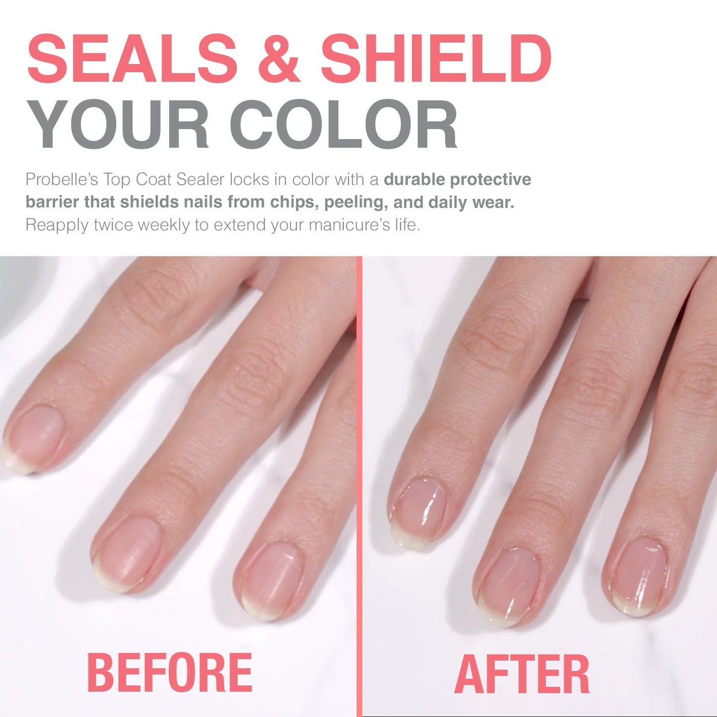 Probelle Top Coat Sealer, Quick Dry Nail Polish Top Coat, High Shine Glossy Nail Finish, Instantly Forms Clear Barrier For Enamel Protection, Fast Dry Manicure, Long Lasting Results, 0.5 fl oz/ 15 mL
