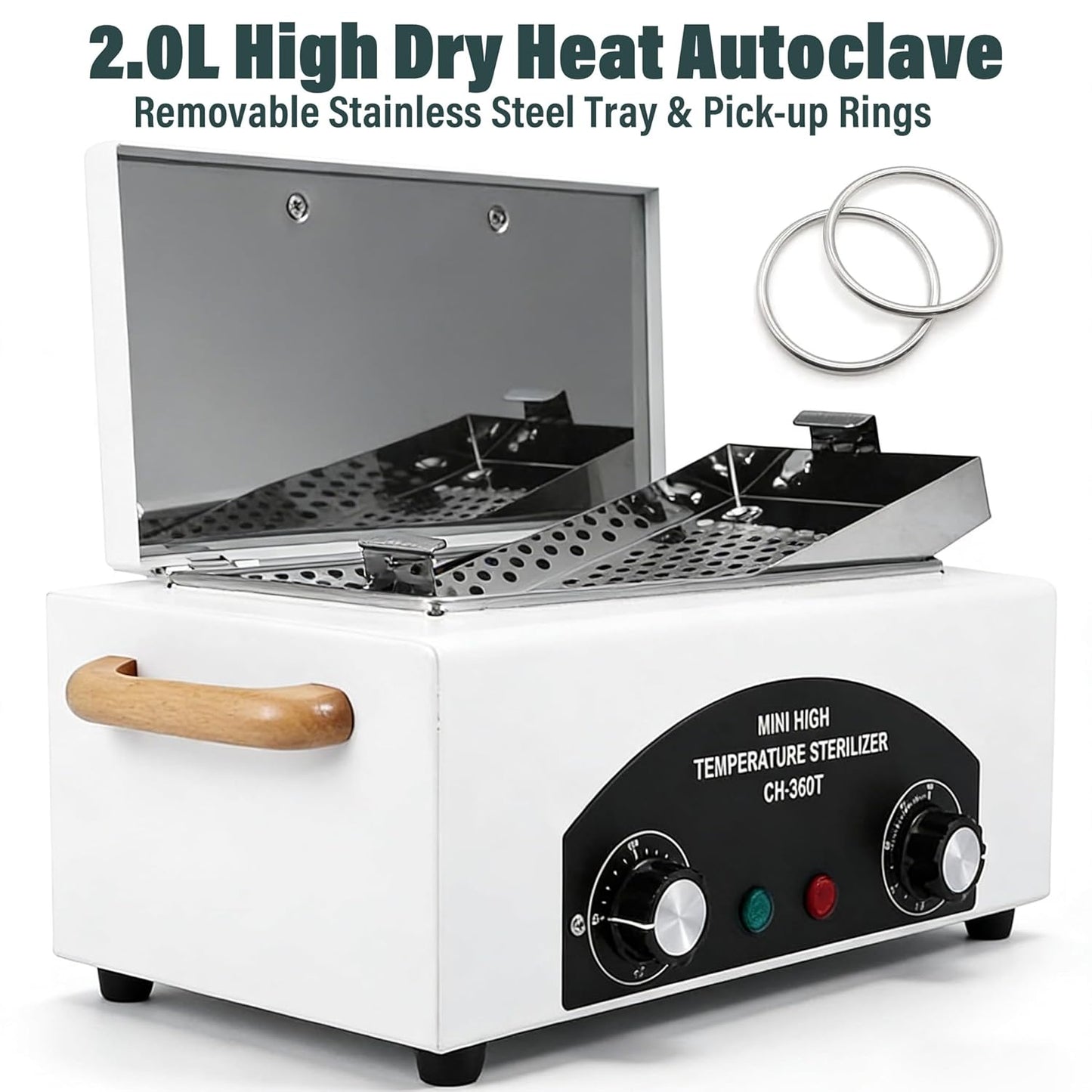 High-Temperature Autoclave Sterilizer - 2.0L Nail Tool Dry Heat Machine with Timer | 110V, CH-360T