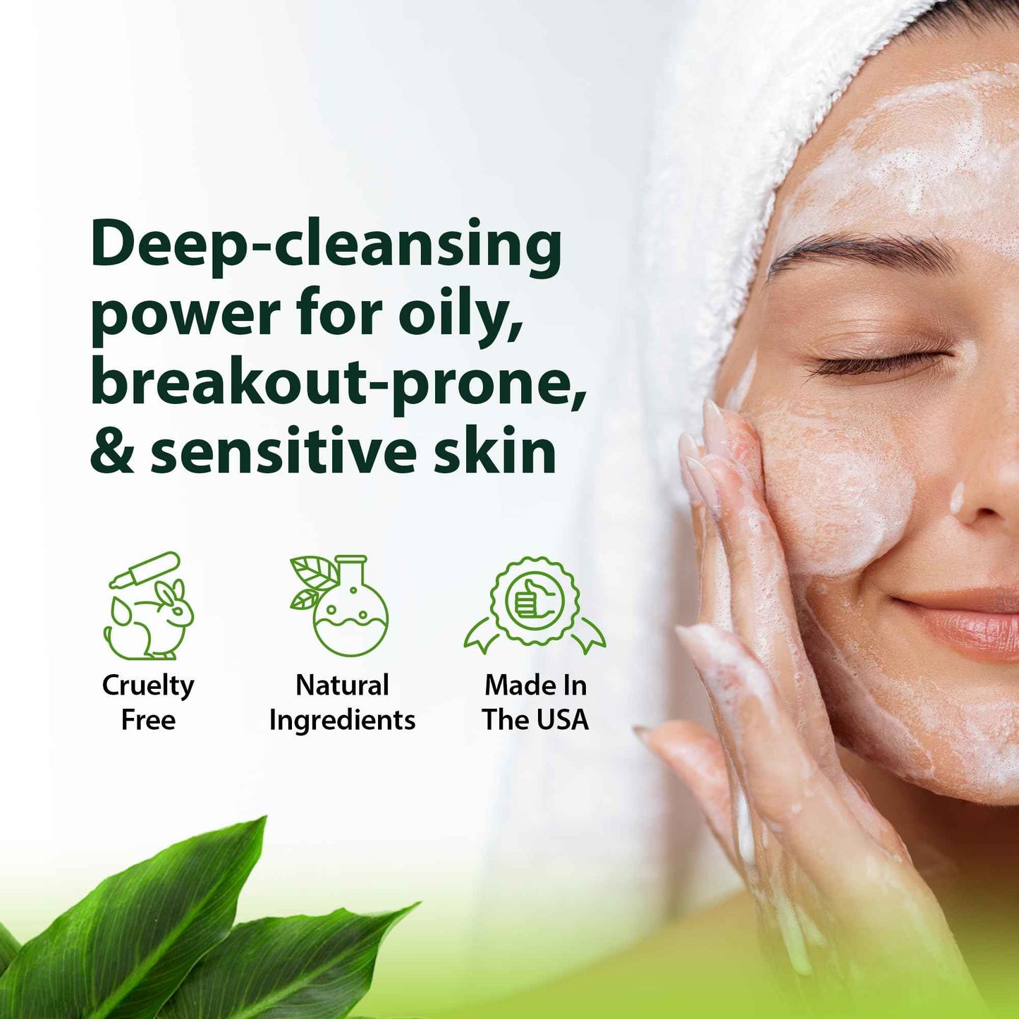 Gentle Face Wash for Men & Women – Hydrating Facial Cleanser for Eczema, Psoriasis & Sensitive Skin – Fights Redness, Oil & Breakouts – pH-Balanced & Perfect for Oily, Blemish-Prone Skin – 8oz