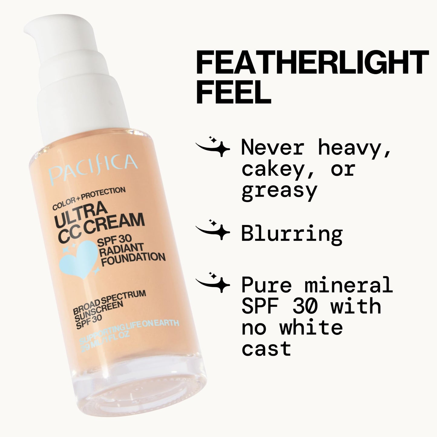 Pacifica Ultra CC Cream Radiant Foundation SPF 17 -Neutral Fair – Medium Coverage Color Correcting Cream, Dewy Finish, Mineral SPF, 1 oz