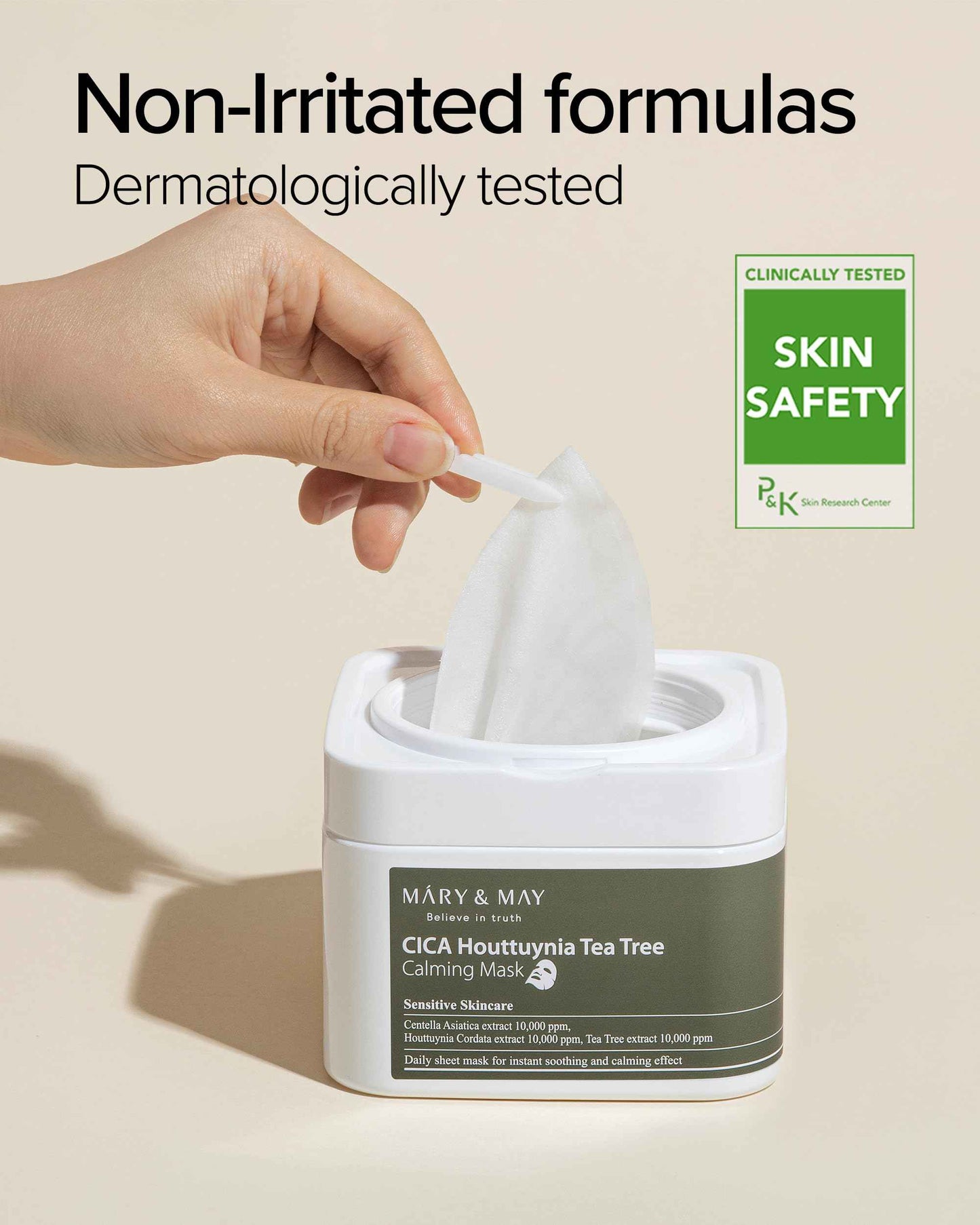 Mary&May CICA Houttuynia Tea Tree Calming Mask - Daily Pull Out Sheet Mask for Instant Soothing & Moisturizing - Korean Skincare, Hypoallergenic and Cruelty-Free, 30 Sheets