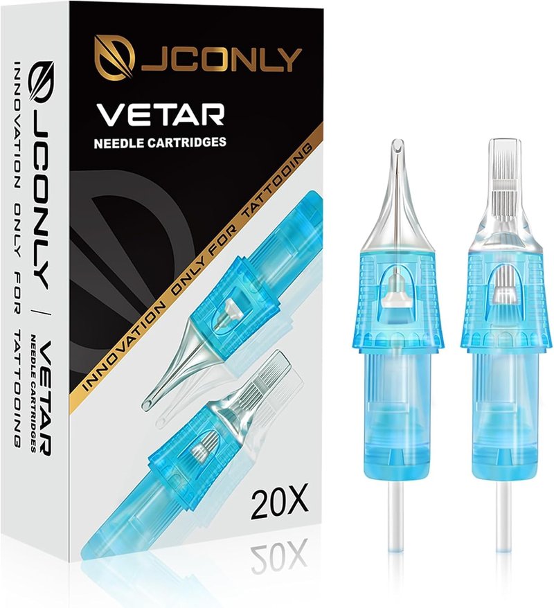 JCONLY VETAR TATTOO CARTRIDGE NEEDLES - 20Pcs Tattoo Needles #10 Bugpin 27 Curved Magnum Tattoo Cartridges 1027CML Tattoo Needles Diameter 0.30mm Long Taper 5mm Cartridges