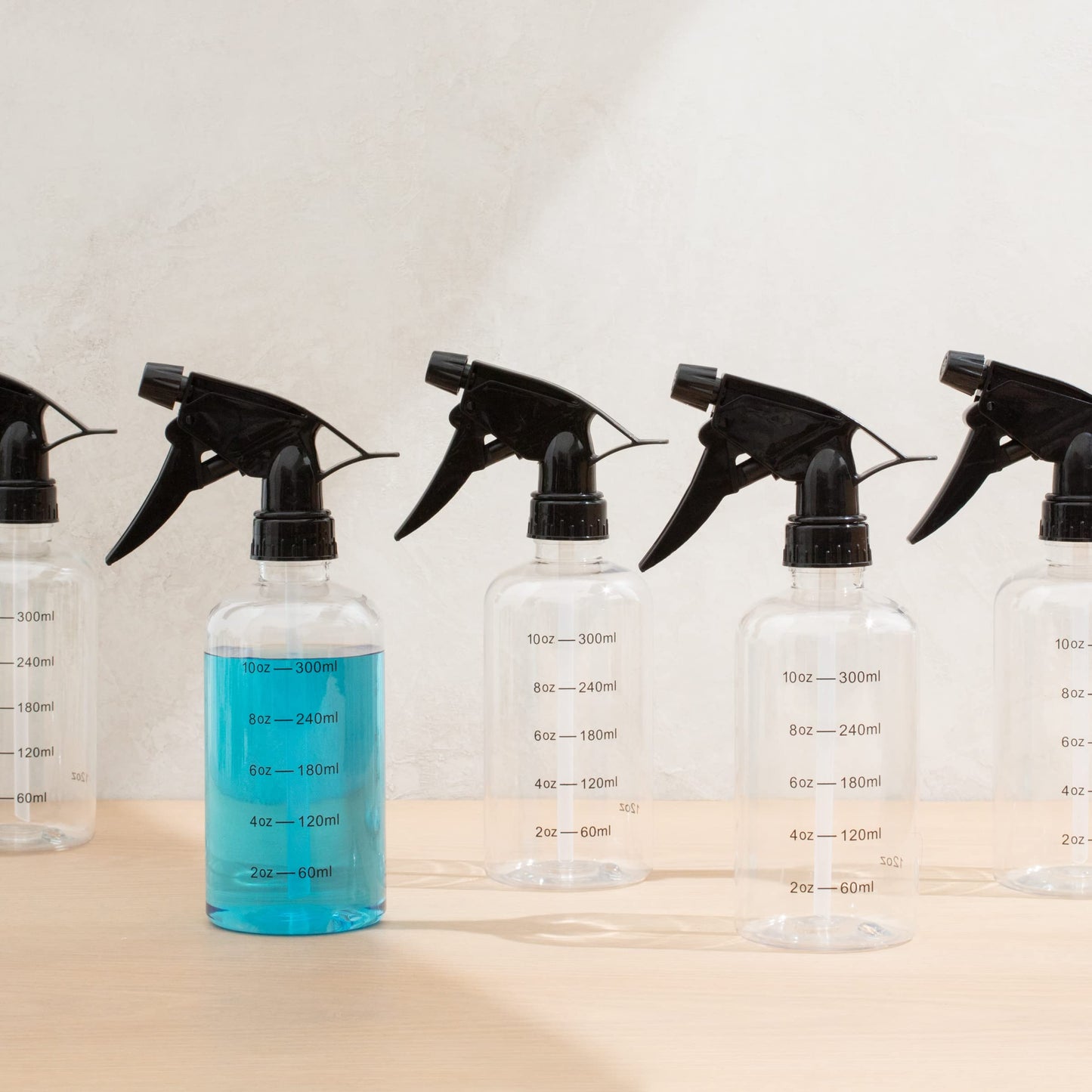 Youngever Set of 12 Empty 12 Ounce Plastic Spray Bottles with Measurement, Spray Bottles for Hair and Cleaning Solutions
