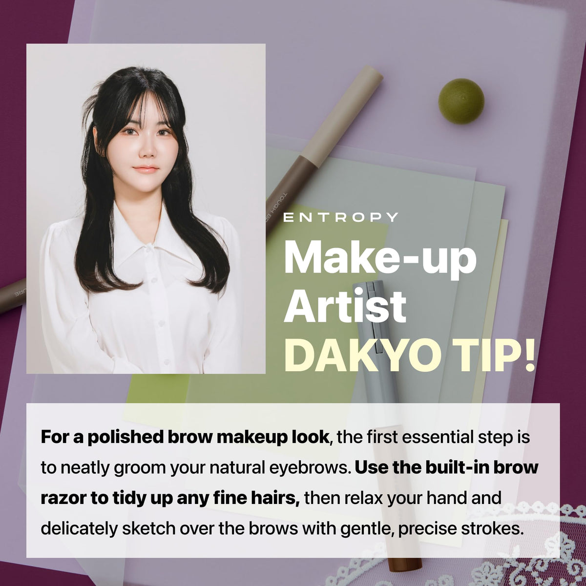 ENTROPY MAKEUP Tough Brow Sculpture Pencil, 3-In-1 Eyebrow Pencil with Built-In Razor & Brush, Smudge-Free, Long-Lasting, Natural Finish, Cool Gray (Charcoal)