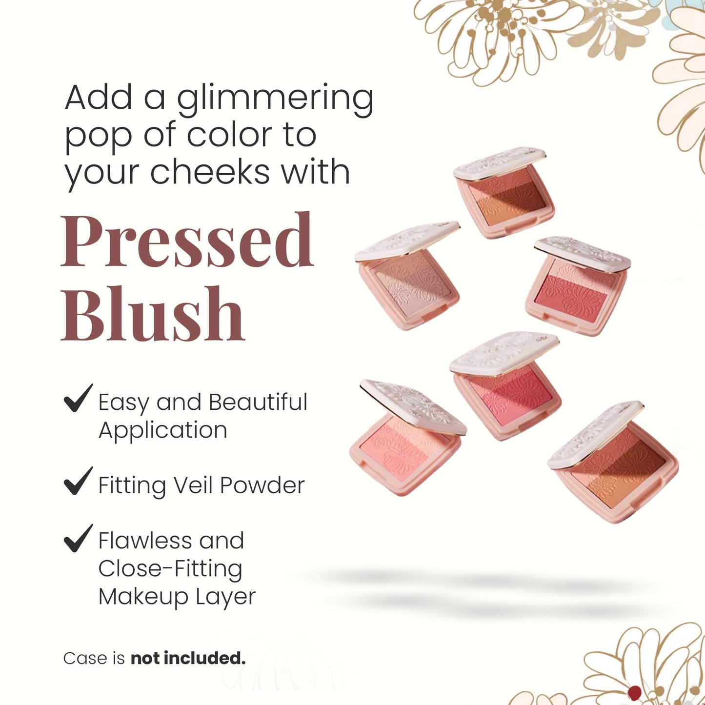 Paul & Joe Pressed Blush Palette Refill Only, Case Sold Separately, Oil-Absorbing Blush Powder, Bi-Color Face Blushes with Fitting Veil Powder, Light Rose and Light Pink, 03 Lit De Princesse, 0.17 oz