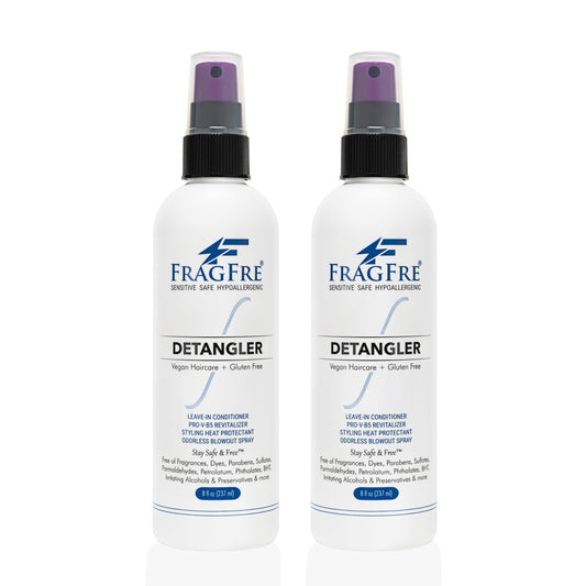 FRAGFRE Detangler 8 oz (2-Pack Gift Set) - Fragrance Free Hypoallergenic Parabens Free - Hair Detangler Leave-in Conditioner for Sensitive Skin - Styling Heat Protectant - Vegan Cruelty/Gluten Free